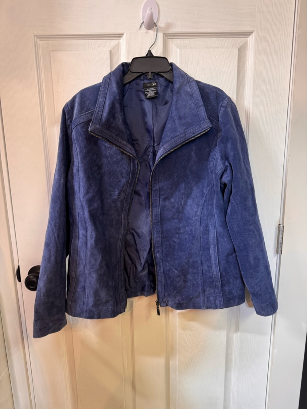 East 5th Suede Zip Front Jacket in Navy
